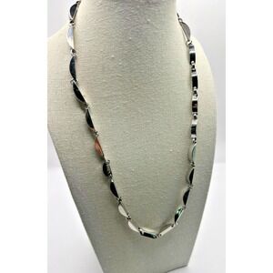 Vintage Jeray Modernist Necklace 20" Silver Mid Century 1970s Sleek Brutalist